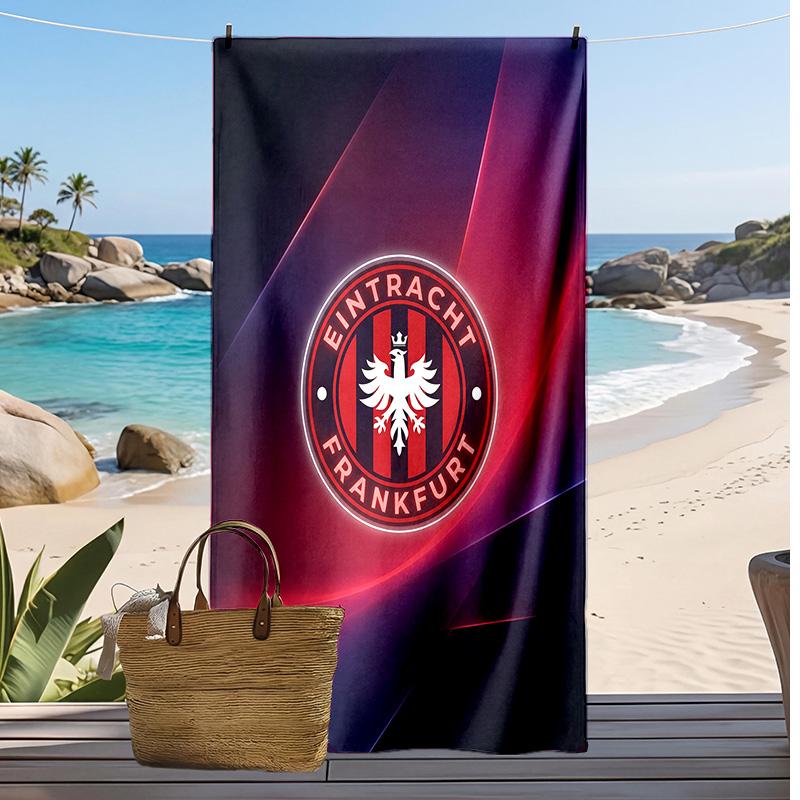 Пляжное полотенце Eintracht Frankfurt Football Print, Большое Мягкое Быстросохнущее Полотенце для Пляжа Кемпинга Плавания
