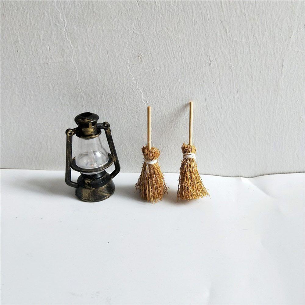 5pcs/Bag Kitchen Garden Witch Straw Brooms Scene Dollhouse Accessories Party Decoration