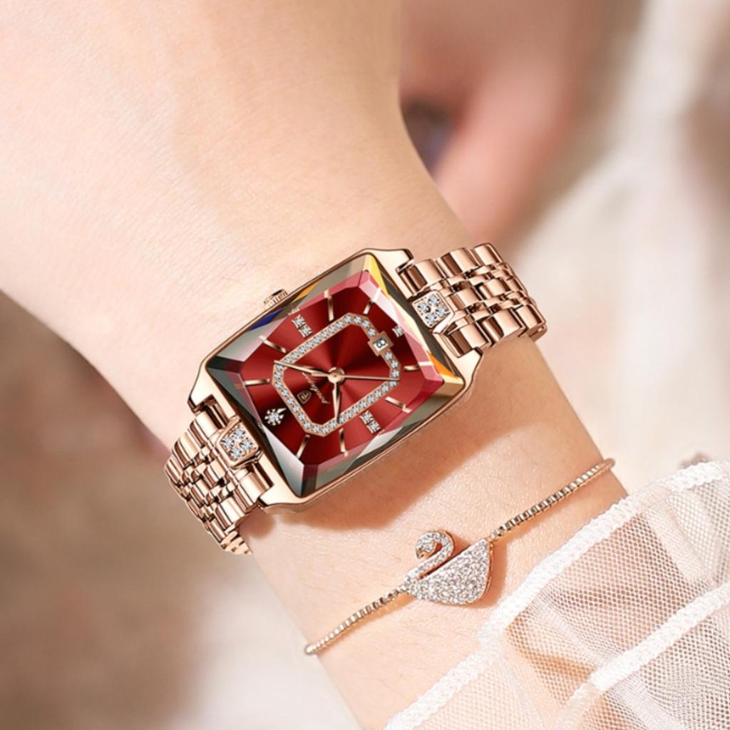 POEDAGAR Luxury Elegant Watch For Woman Date Waterproof Rectangle Ladies Watch Stainless Steel Quartz Women Watches