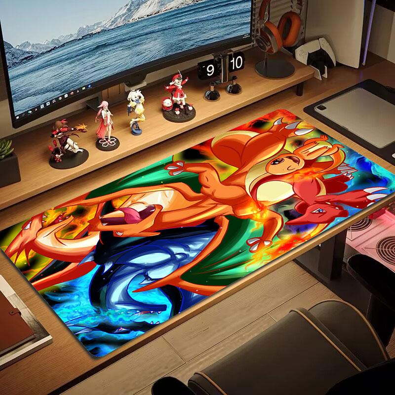 Charmander Mouse Pad, Large Gaming Desk Mat, Non-slip XXL Mousepad for Laptop & Tablet, Mini PC Playmat with Stitched Edges