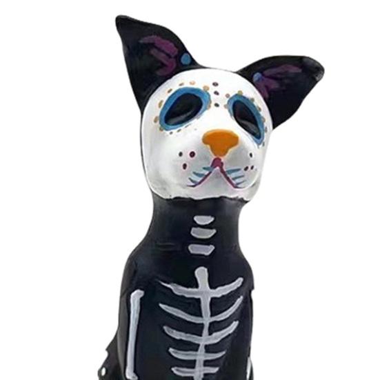 Хэллоуин Собака Кошка Украшение Дом с привидениями Декорация Призрак Скульптура животного Ремесло из смолы Скульптура черепа Домашний настольный декор
