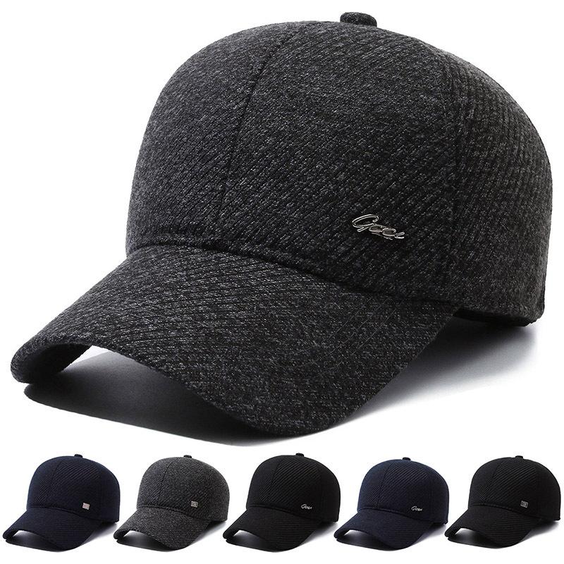Outdoor Middle-Aged and Elderly Cap Men's Winter Warm Baseball Cap Dad Cotton Cap Ear Protection Peak Cap