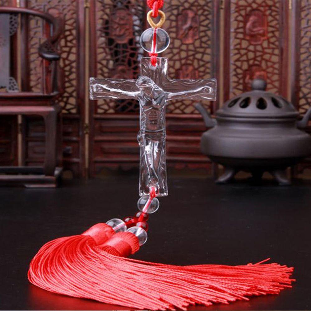 Хрустальный крест Иисуса Христа, автомобильный кулон, автомобильные украшения, христианский орнамент, крестовый кулон