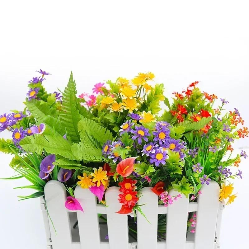 Один букет 7 веток 28 головок милая шелковая ромашка искусственный декоративный цветок DIY свадебный цветочный букет украшение для дома комнаты стола