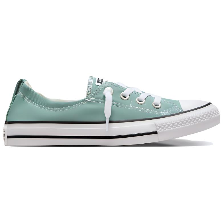 Converse Chuck Taylor All Star удобные, прочные, легкие, низкие парусиновые кеды для женщин в зеленом и белом цвете