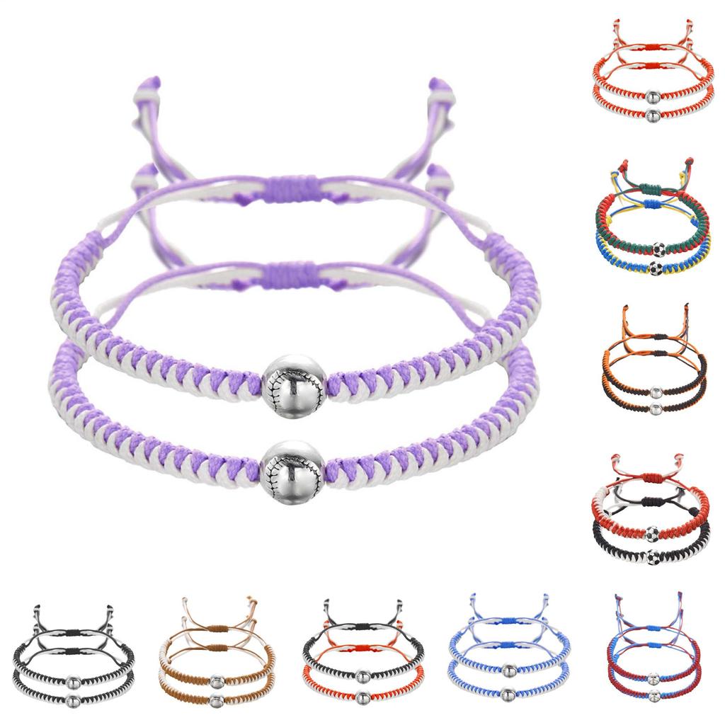 Color Blocking Handmade Adjustable Woven Cord Bracelets With Resin Beads For Womens Gift