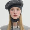 Коричневая шляпа трикотажная лента берет - Серая