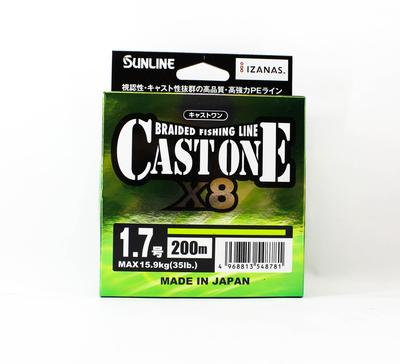 Sunline Плетеный шнур P.E Line X8 Cast One HG 200M P.E 1.7 30lb Светло-зеленый (8781)
