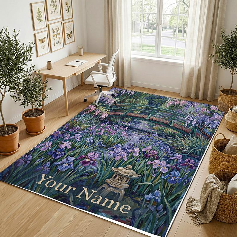 Galactic Forest Theme Soft Crystal Velvet Rug Custom Name & Text Print Non Slip Floor Rug for Bedroom Living Room