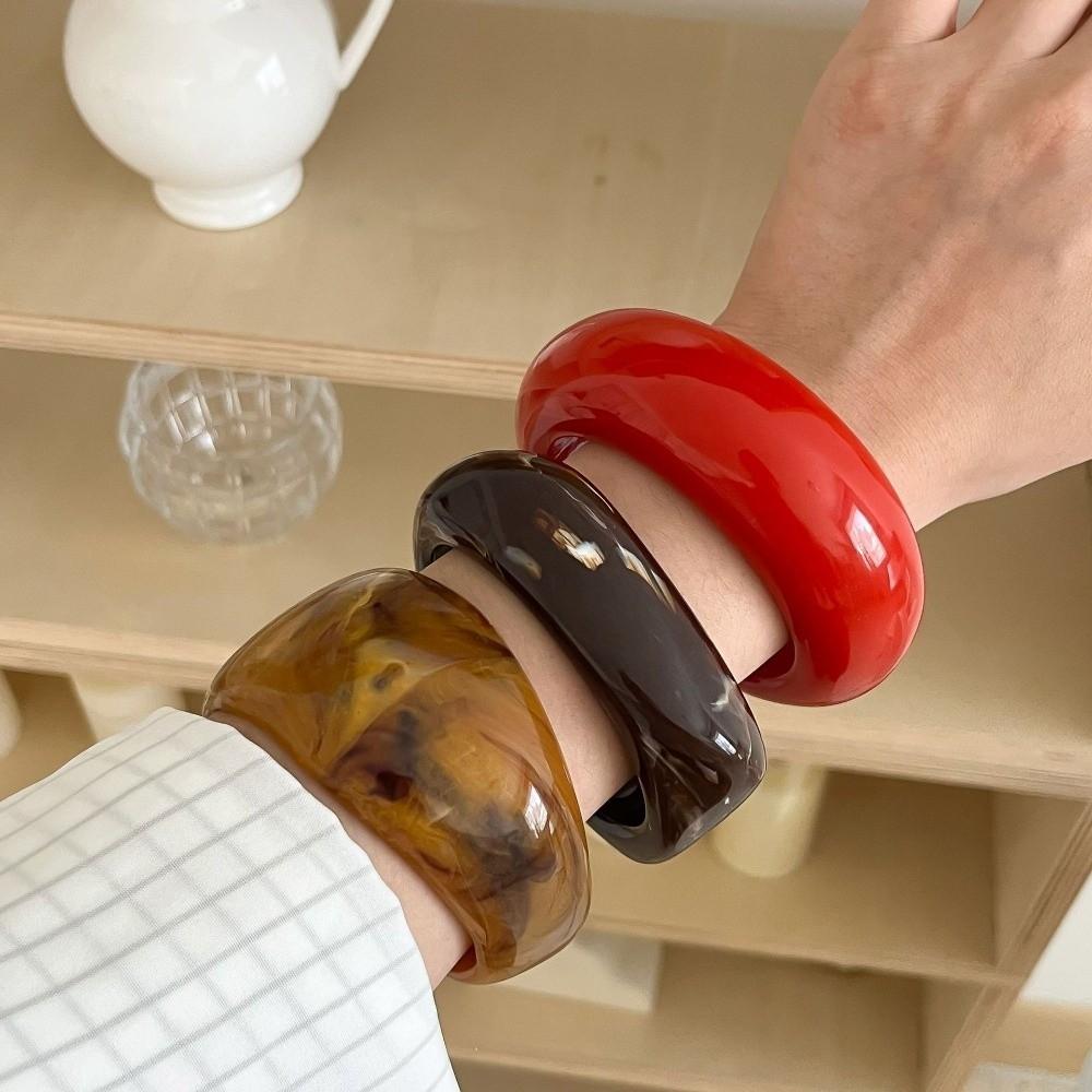 Green Resin Bracelets Irregular Women Bangles Vintage Chunky Bangles Gifts