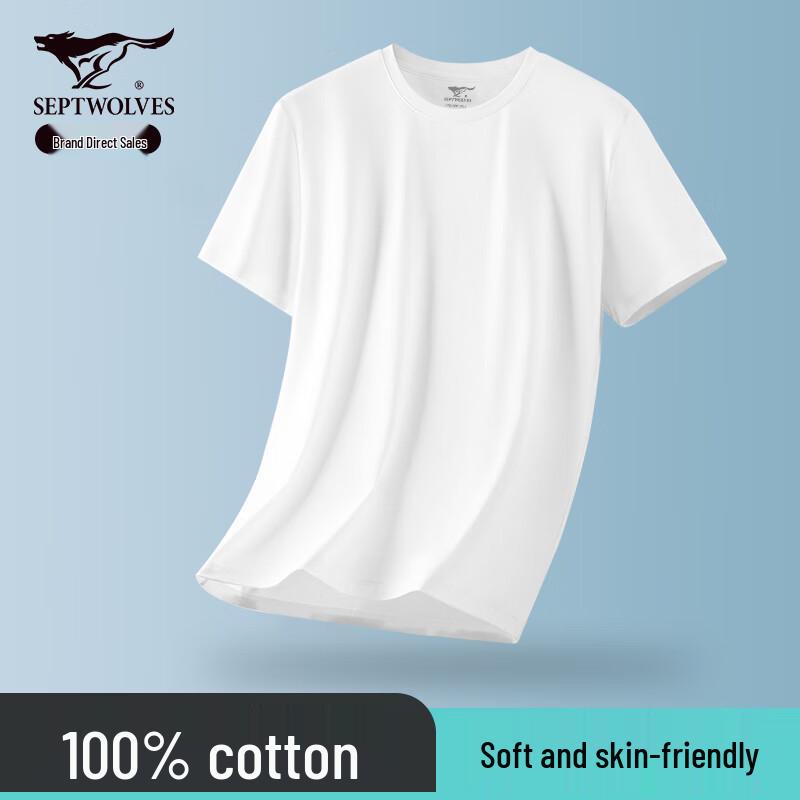 SEPTWOLVES Мужская футболка с коротким рукавом из 100% хлопка
