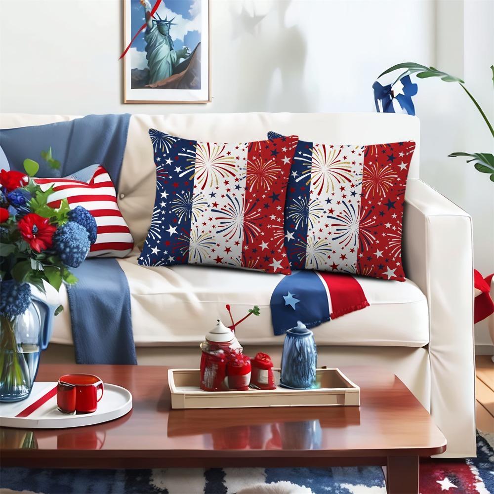 2PCS Blue and Red Pillowcase Square Bedroom Home Cushion Covers Zipper Chair Sofa Pillow Covers Living Room Decor