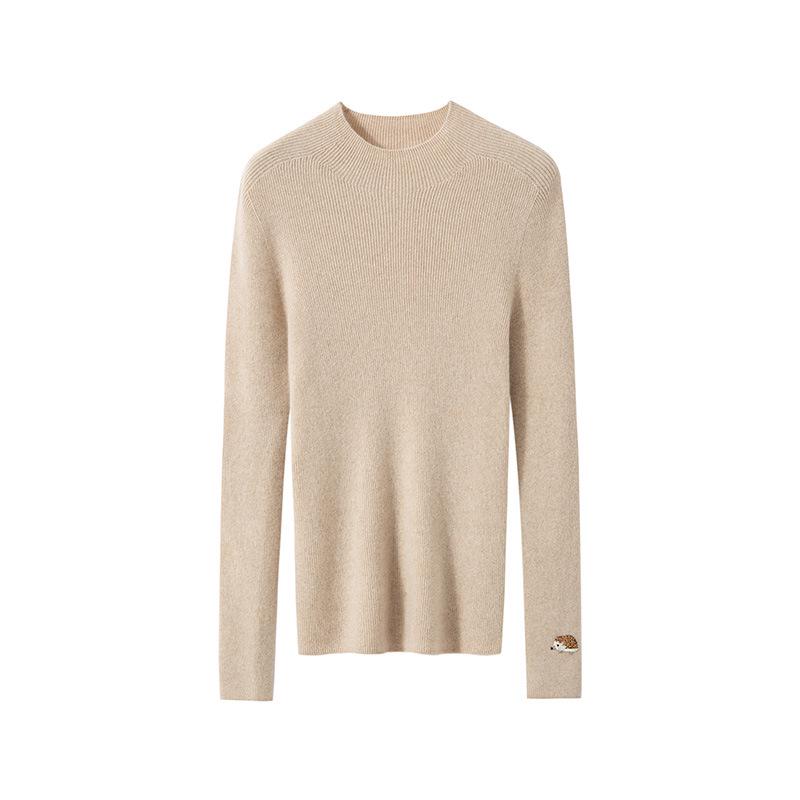 Autumn/Winter 2025 Women's Slim-Fit Striped Cashmere Embroidered Knit Top