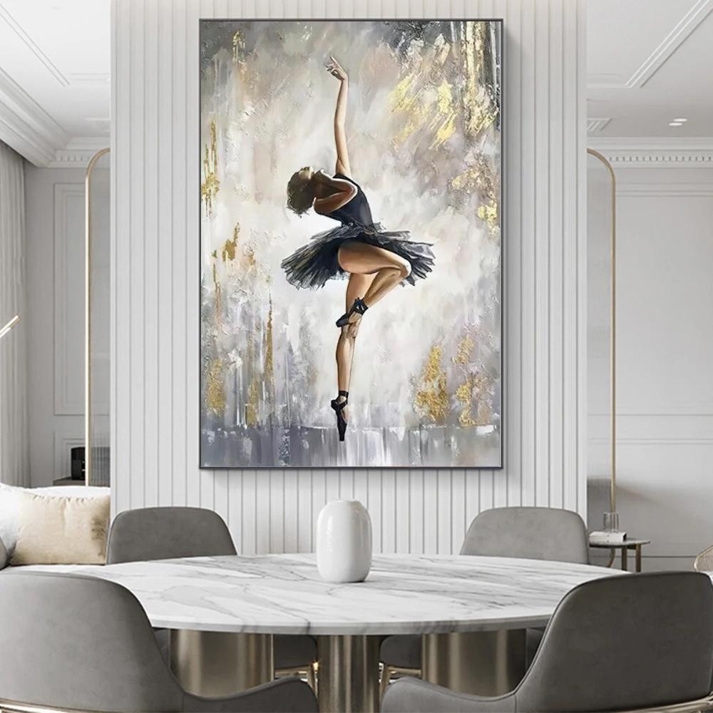 Элегантная фигура балерины, художественная картина на холсте, современные настенные художественные постеры, принты, настенные панно для гостиной, домашний декор Cuadros