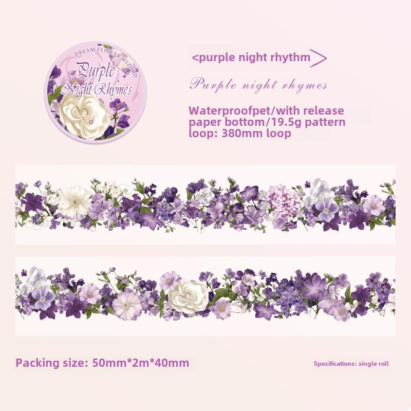 Декоративная лента для блокнота Flower Fairyland Floral - рулон водонепроницаемых наклеек из ПЭТ