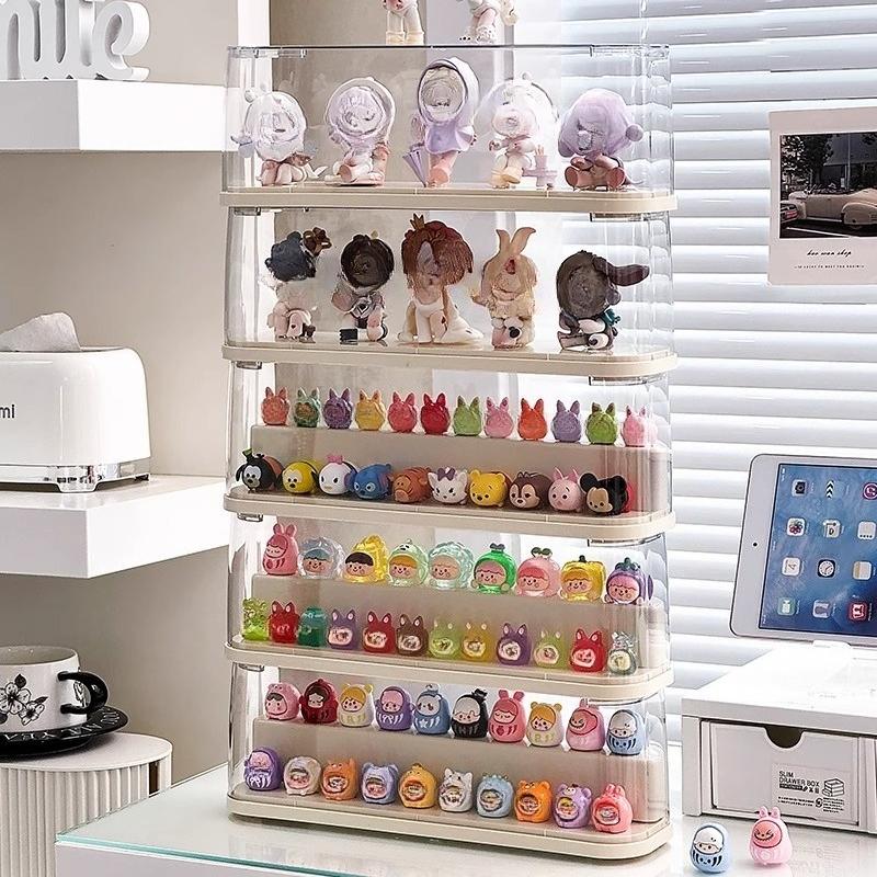 Large Figure Display Storage Box Blind Box Storage Rack Figures Acrylic Clear Ornaments Dust Proof with Lid Boxes Organizer Cute