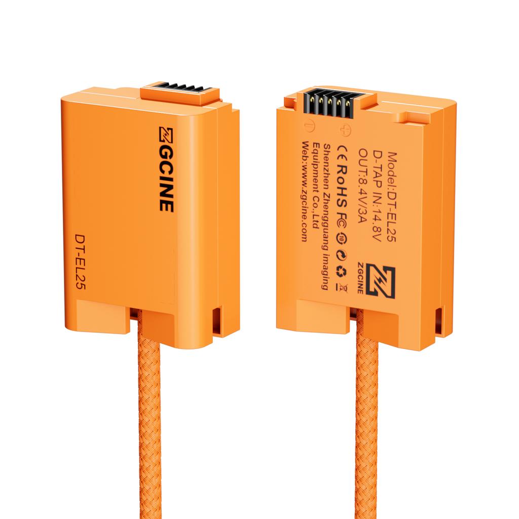 ZGCINE EN-EL25 Dummy Battery with D-Tap Connector Power Cable 60cm Long D-Tap To EN-EL25 Dummy