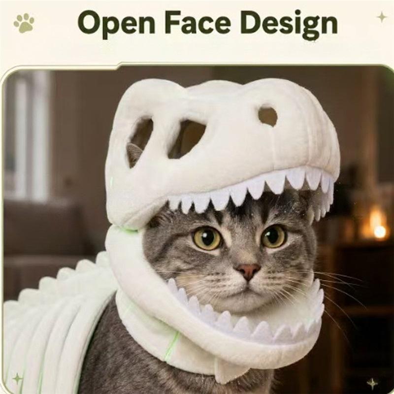 Dinosaur Skeleton Pet Hat Dog Cat Funny Pet Costume Halloween Decorative Hat Photo
