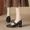Женские туфли на высоком каблуке на весну и лето 2025 года, толстый каблук, новый стиль, квадратный носок, туфли Мэри Джейн