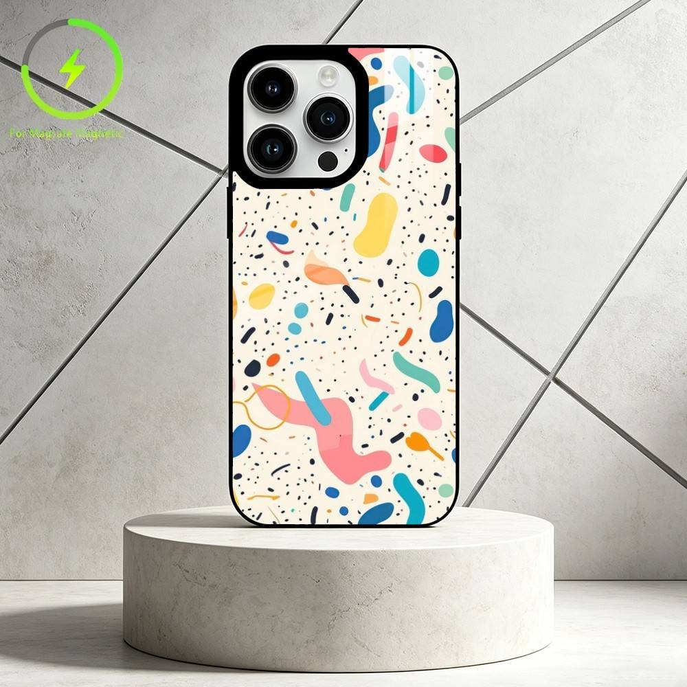 Абстрактные художественные линии Чехол для телефона Для iPhone 17 16 15 14 13 12 Pro Max Plus для Зеркального Беспроводного Магнитного Чехла
