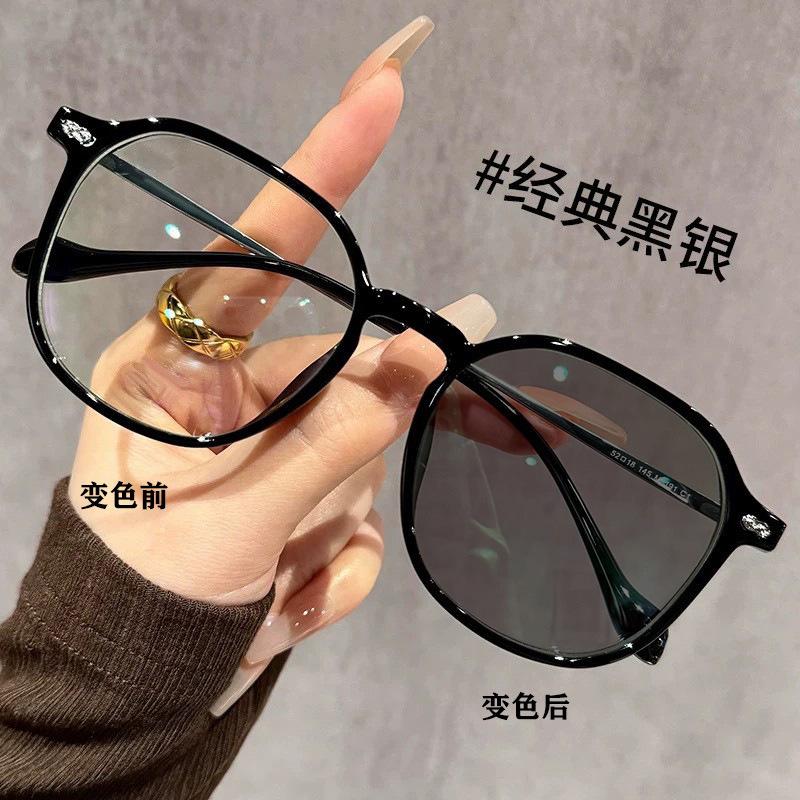 New ultra-light and versatile reading glasses anti-blue high definition plain white flower glasses large frame advanced temperament color-cha