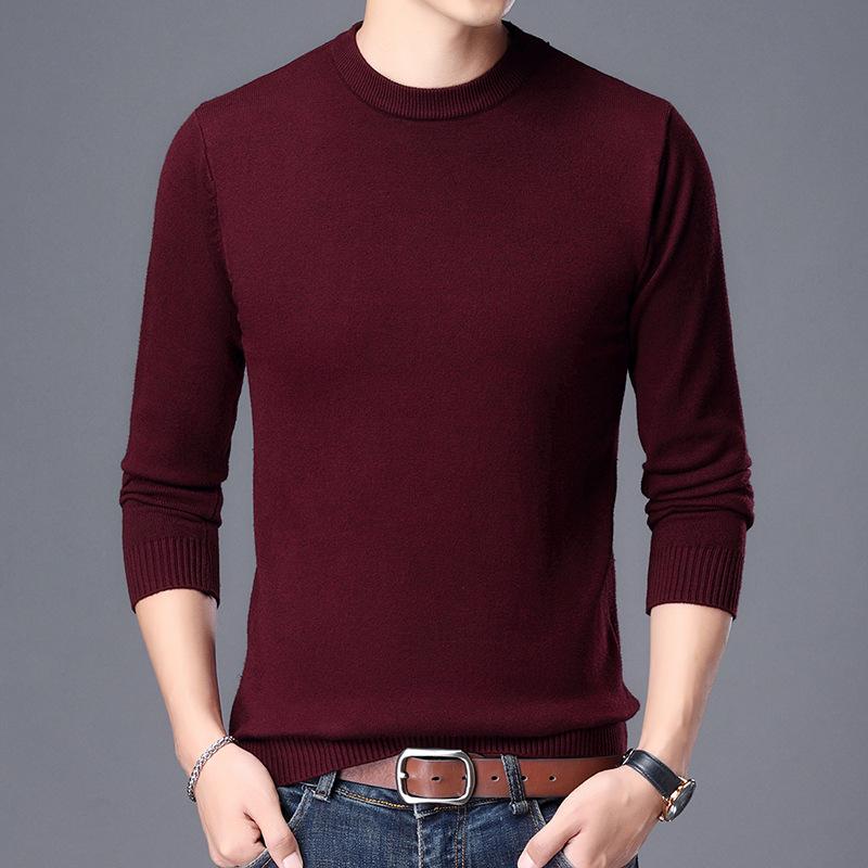 Winter Men's Wool Sweater, Middle-aged Men's Business Versatile Classic Pullover Round Neck Bottoming Shirt