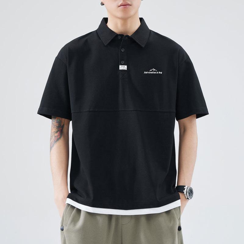 Мужская летняя новая свободная футболка-поло с коротким рукавом, мужская тонкая футболка с коротким рукавом и лацканом