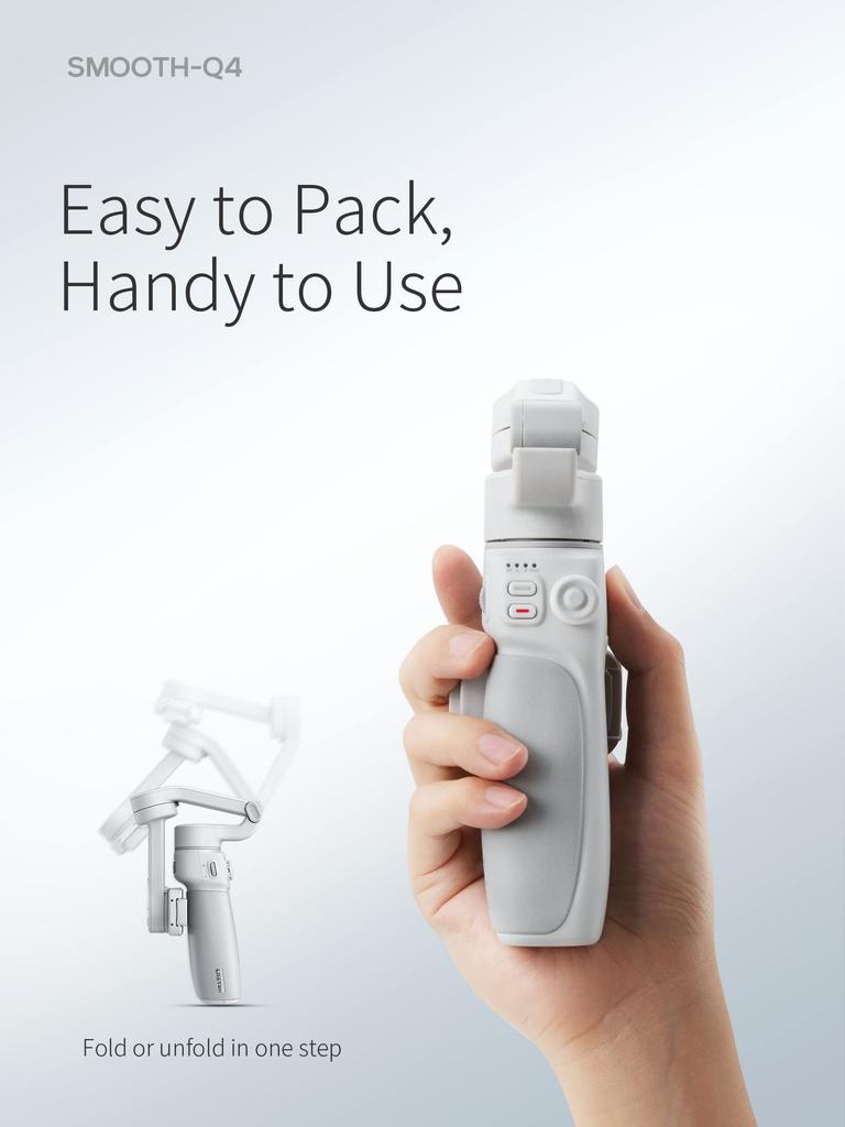 ZHIYUN SMOOTH Q4 Стабилизатор для смартфона с функцией расширения изображения, портативный мини, совместимый со стабилизатором по 3 осям, складной, стабилизация, встроенная штанга,