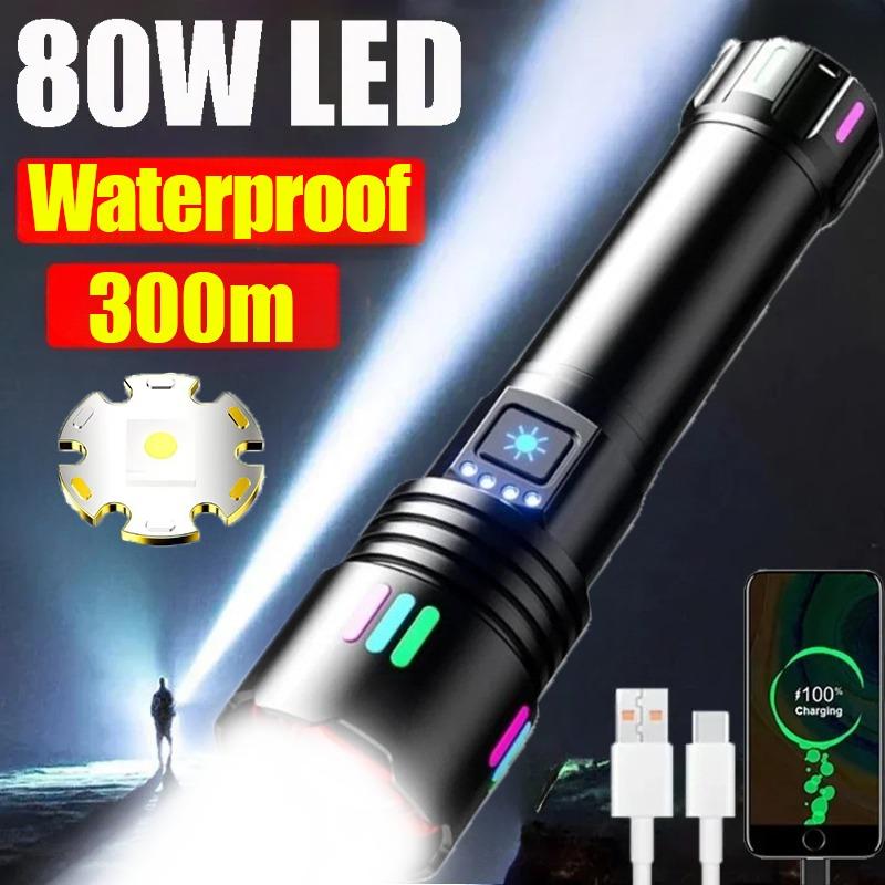 10000LM Белый лазерный фонарь TYPE-C перезаряжаемый военный тактический масштабируемый портативный светодиодный походный поисковый прожектор