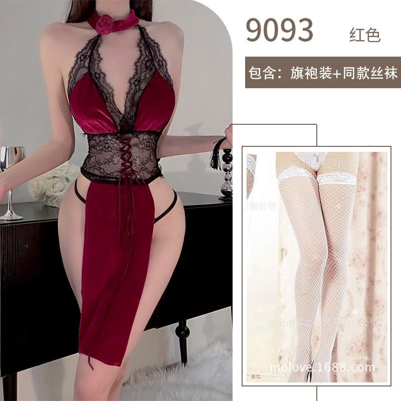 Sex underwear bare chest lace sexy underwear night show neck cheongsam exotic uniform