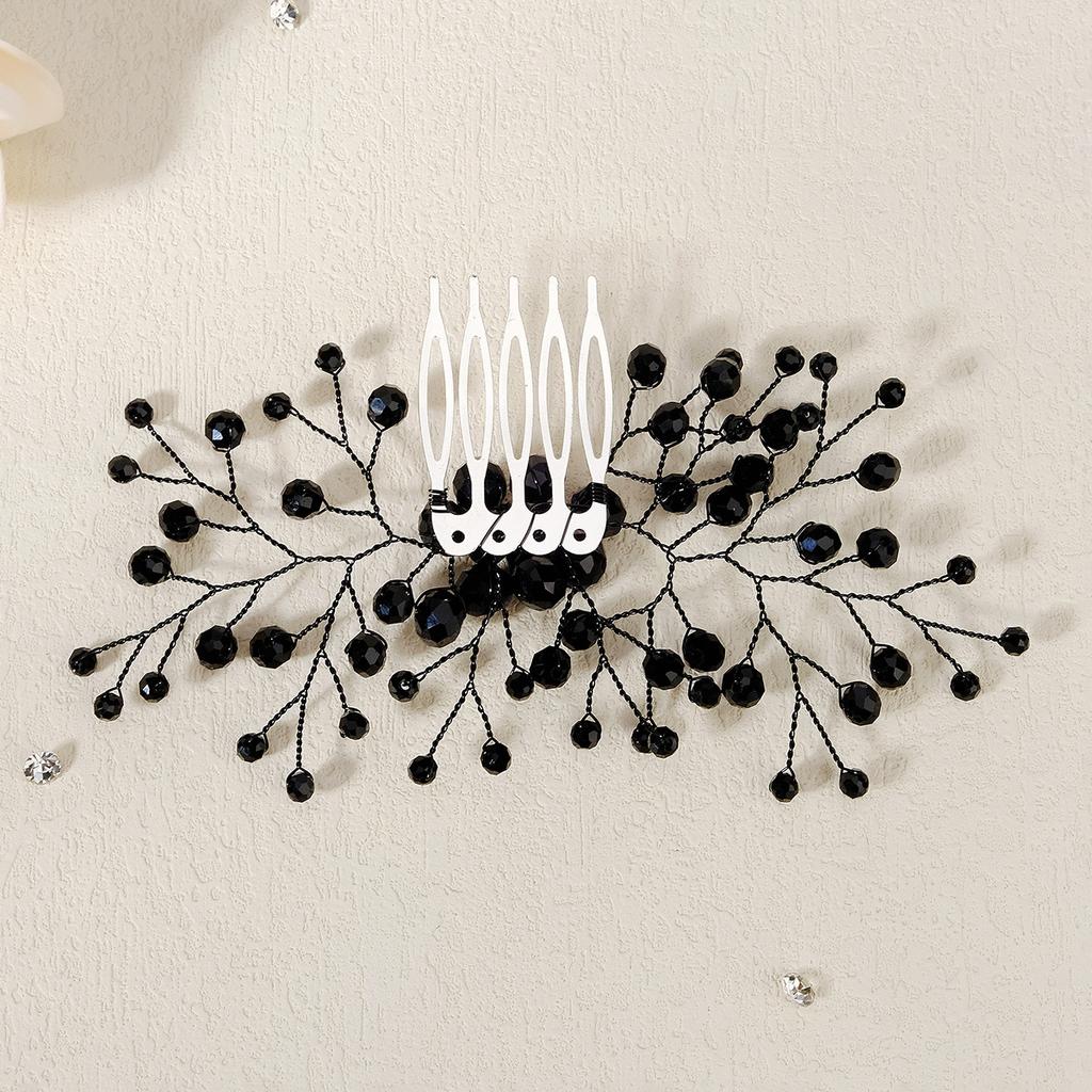 New Bridal Wedding Hair Accessories Handmade Crystal Hair Comb Holiday Party Accessories Halloween Black Comb for Women