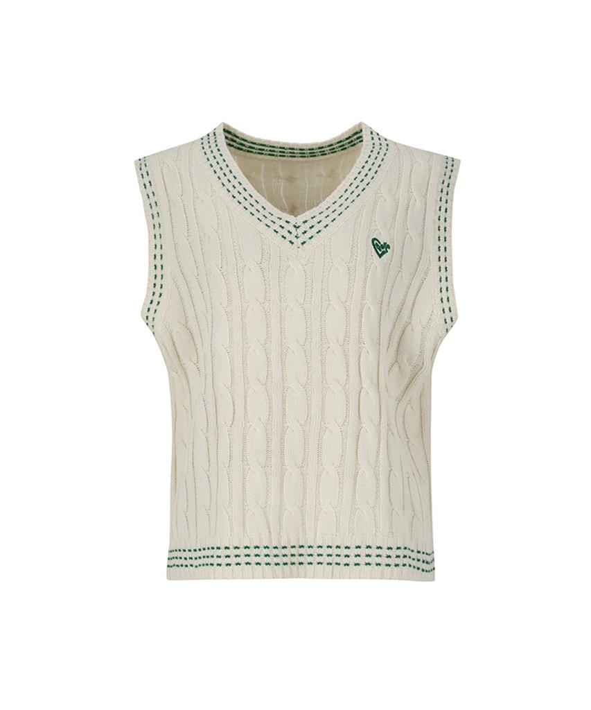 SOUP V-Neck Embroidered Knit Vest (Sz9Vk31)