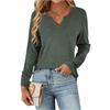 Женская модная повседневная футболка с V-образным вырезом, цветная, хлопковая, однотонная, с длинным рукавом, свободного кроя
