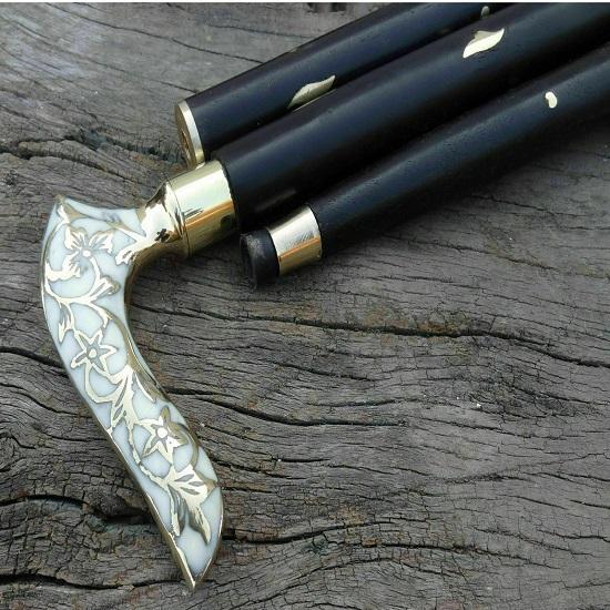 Старинная латунная деревянная ручка в викторианском стиле в винтажном стиле, дизайнерская трость/трость