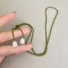 New Lily of The Valley Beads Necklace Pearl Green Sweater Chains Crystal Collar Choker Women