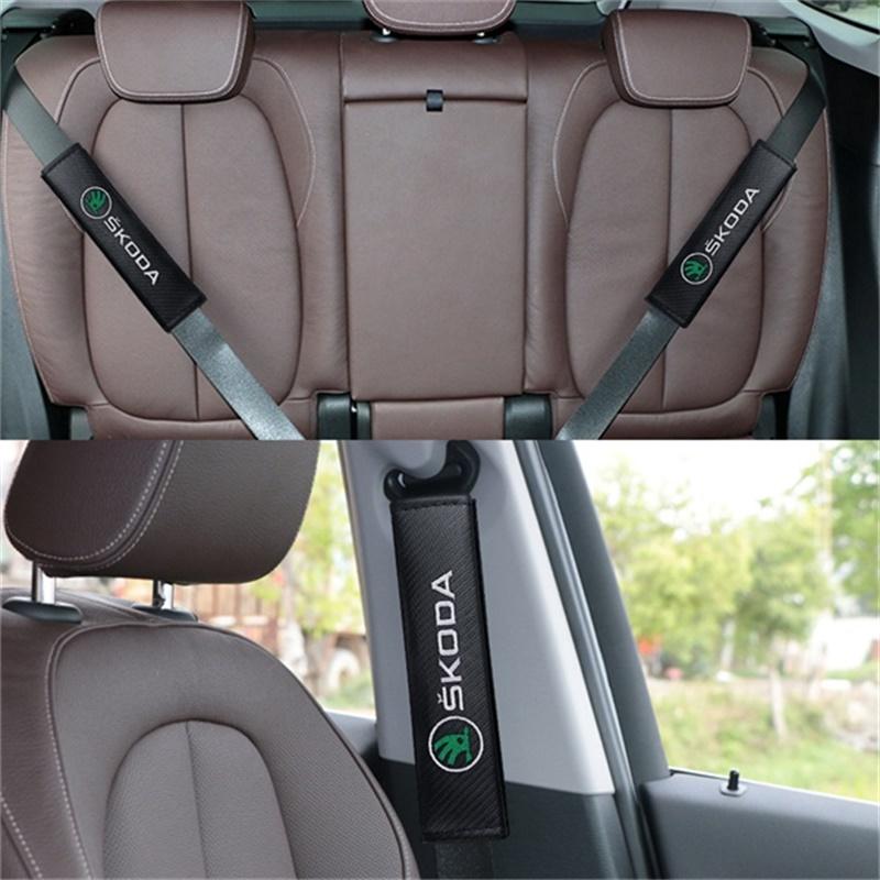 AEL1 Car Seat Belt Cover Auto Cushion Safety Belts Shoulder Protection For Skoda Enyaq A7 Octavia Kodiaq Fabia Superb Rapid Kamiq MK2