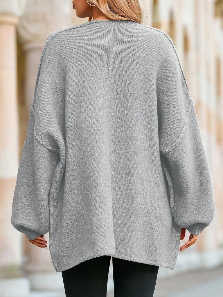 Women's Chunky Knit Cardigan Oversized Open Front Long Lantern Sleeve Cozy Sweater Coat
