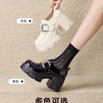 Мода Осень Женские Повседневные Классические Милые Лоферы Толстая Подошва Мода Толстый Каблук Женские Мэри Джейн Туфли на Высоком Каблуке Zapatillas De Deporte