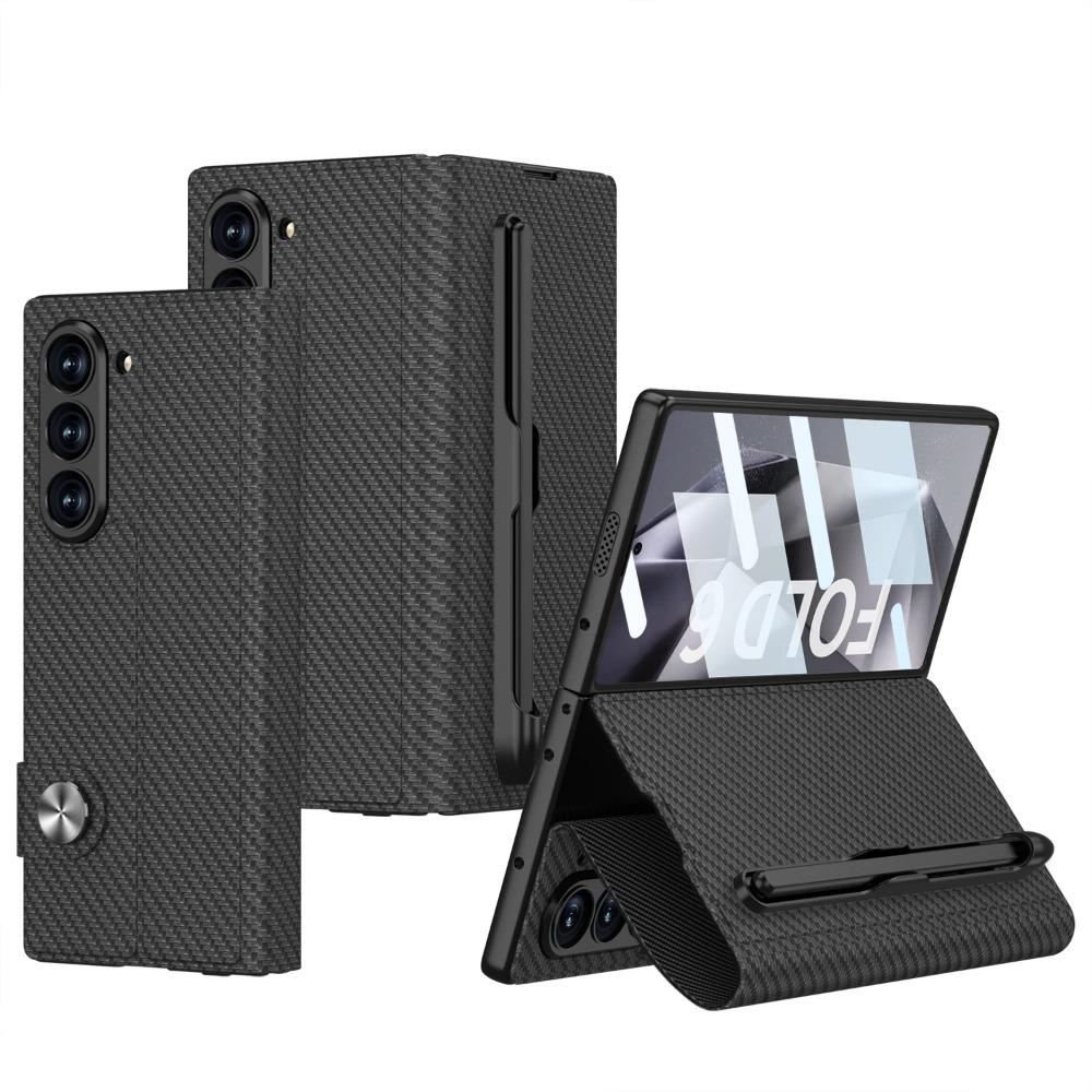 Роскошный чехол из искусственной кожи для телефона Samsung Galaxy Z Fold 6 с функцией защиты экрана и сенсорным пером