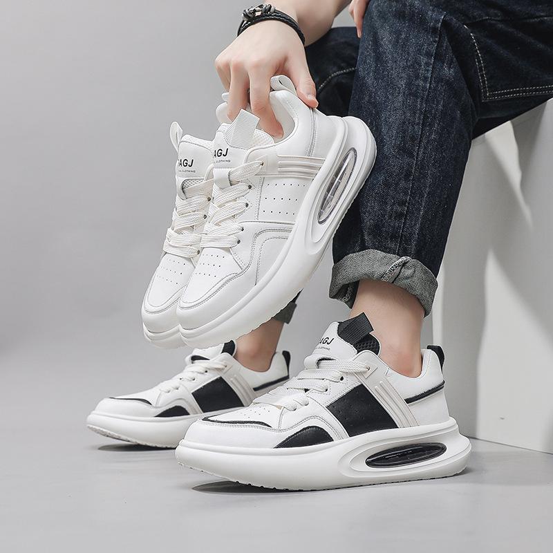 Мужские весенние и осенние туфли на воздушной подушке, мужские белые туфли, увеличивающие рост, дышащие, повседневные, спортивные, на толстой подошве, папины туфли