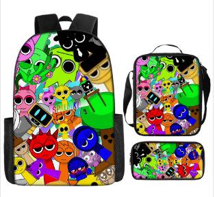 Rhythm Box Sprunki Student School Bag Backpack Backpack Three-Piece Set
