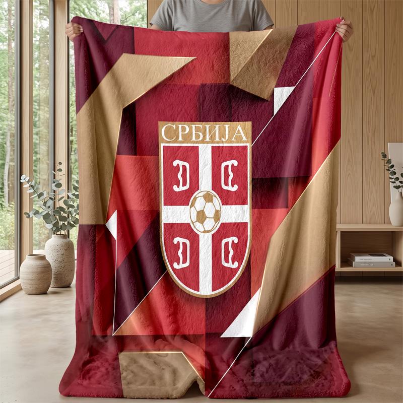 Serbia Printed Flannel Blanket Skin Friendly Warm Decorative Throw for Indoor Couch Bed Daily Use