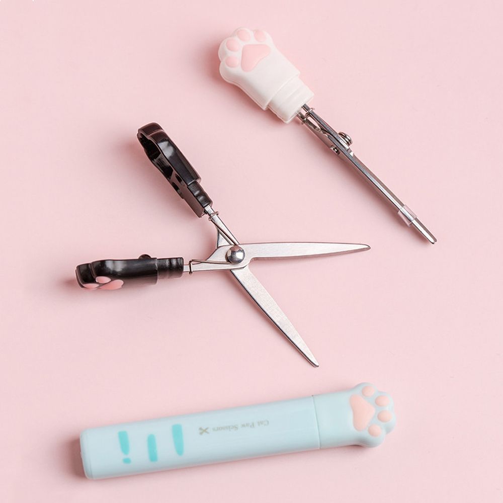 Portable Mini Novelty Girl Gift Folding Design Hand Scissors Stainless Steel Cat Paw Scissors