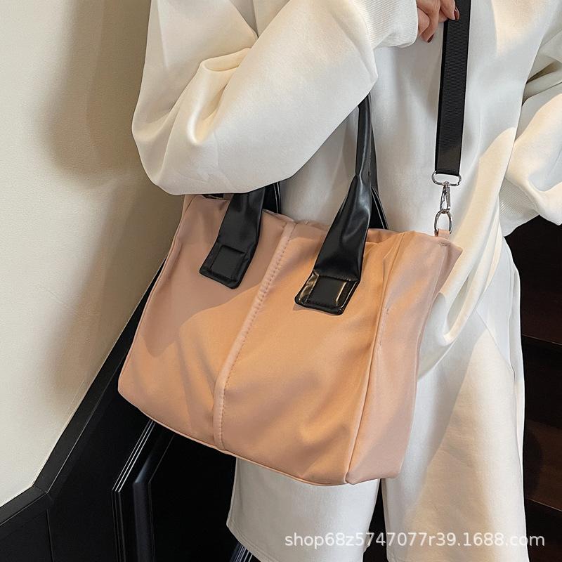 Japanese Fashion Solid Color Large Capacity Canvas Bag Casual Design Niche One-shoulder Crossbody Bag Hand-held Class Cloth Bag
