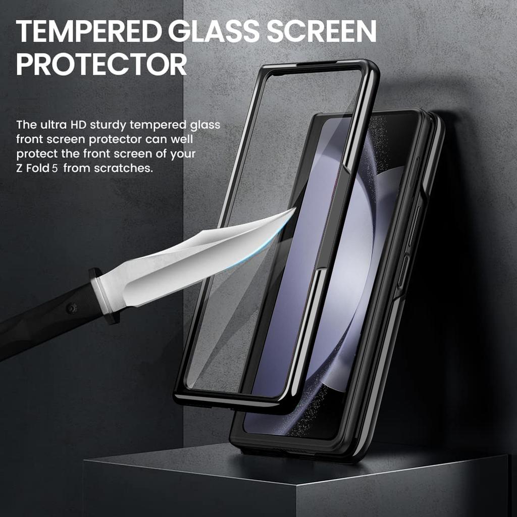 Совместимый с Samsung Galaxy Z Fold 7 чехол с подставкой-держателем, Z Fold 6 чехол с покрытием по краю и стеклом для переднего экрана