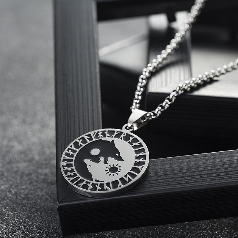 1 шт. Инь Ян Волк Солнце Луна Нержавеющая сталь кулон в стиле норвежских викингов ожерелье амулет викингов кулон