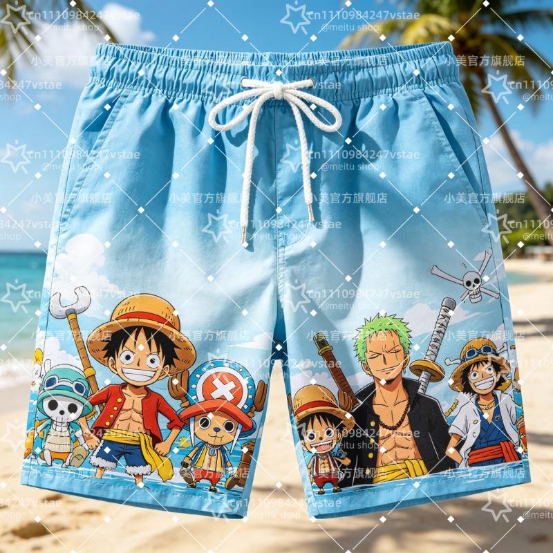 2026 Горячая Распродажа One Piece Принт Луффи Зоро Мужские Пляжные Шорты Летние Быстросохнущие Высококачественные Модные Унисекс Аниме Board Shorts Спортивные