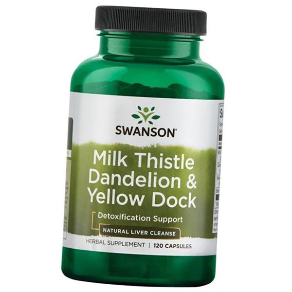 Расторопша пятнистая, одуванчик и щавель желтый, Milk Thistle Dandelion & Yellow Dock, Swanson 120капс (71280108)