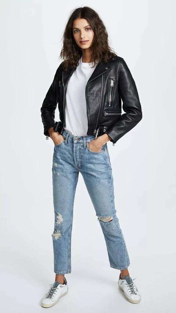 Черная женская байкерская мотоциклетная стильная куртка из натуральной овечьей кожи ручной работы