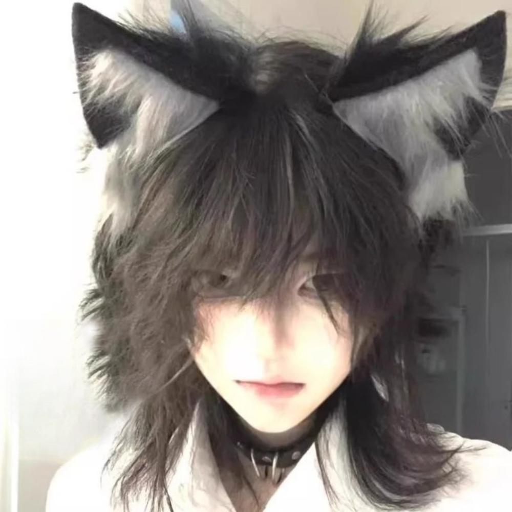 Ободок с кошачьими ушками JK Животные Пушистый Косплей Головной убор Милый Волк Собака Повязка для волос Макияж